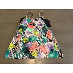 colorful built in bra SPLASHLETICS swimsuit top tankini size large